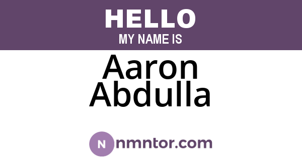 Aaron Abdulla