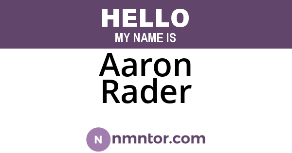 Aaron Rader