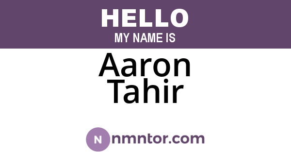 Aaron Tahir