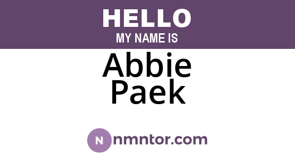 Abbie Paek