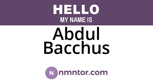 Abdul Bacchus