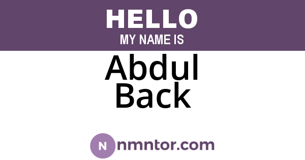 Abdul Back