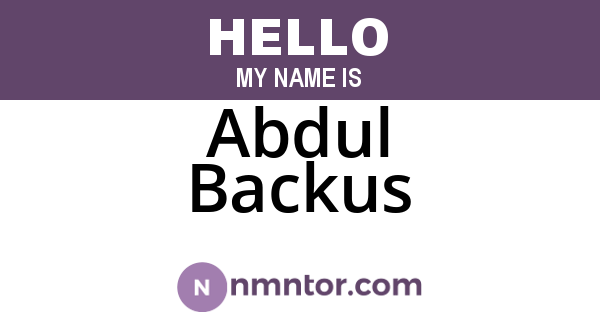 Abdul Backus