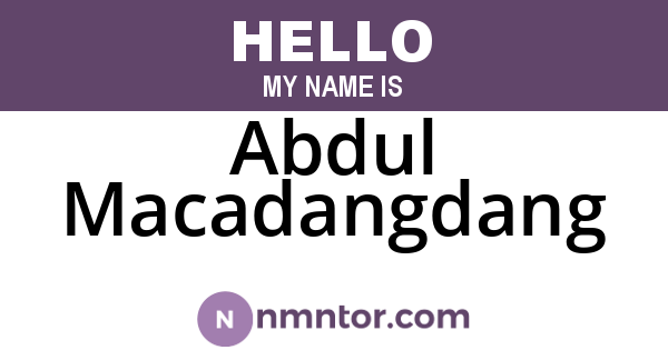 Abdul Macadangdang