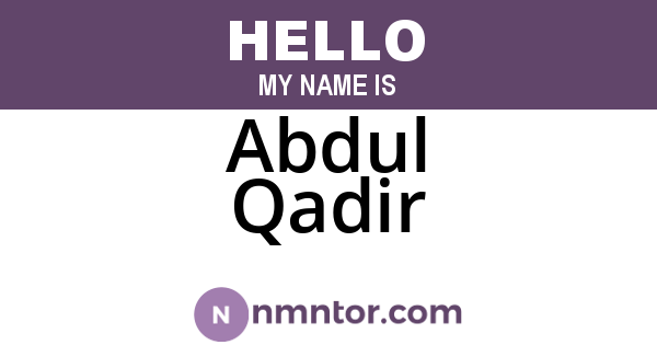 Abdul Qadir