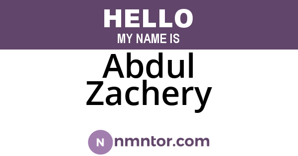 Abdul Zachery