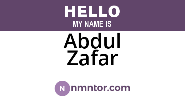 Abdul Zafar