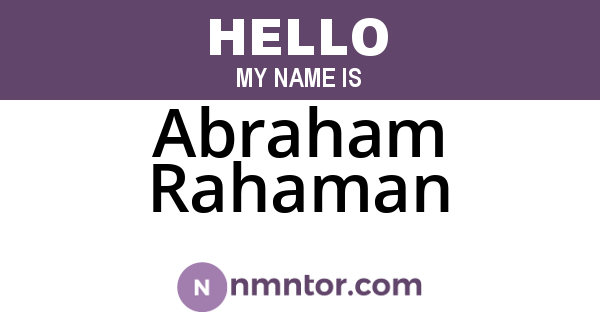 Abraham Rahaman