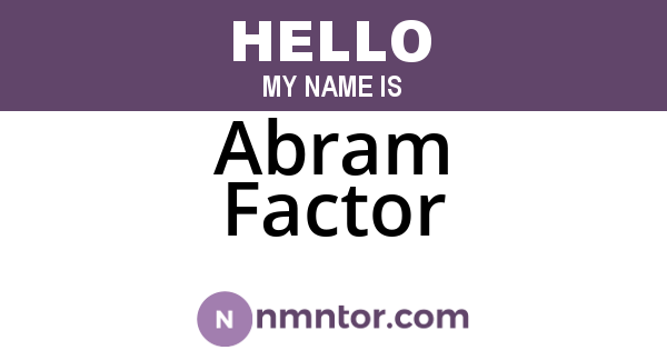 Abram Factor