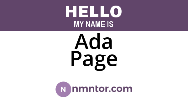 Ada Page