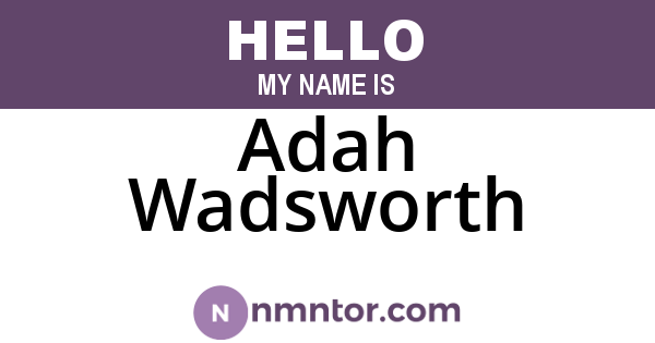 Adah Wadsworth
