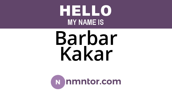 Barbar Kakar
