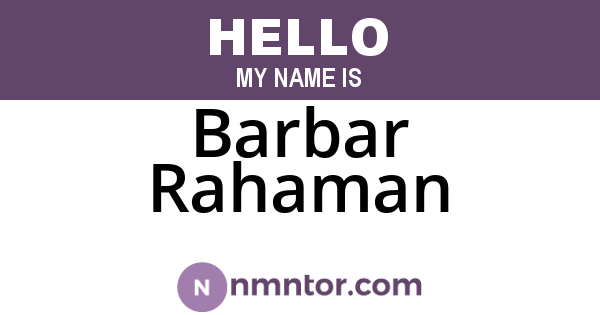 Barbar Rahaman