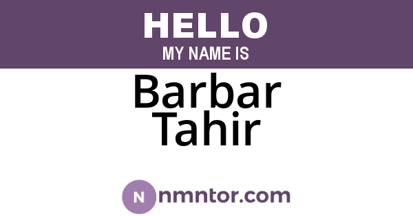 Barbar Tahir