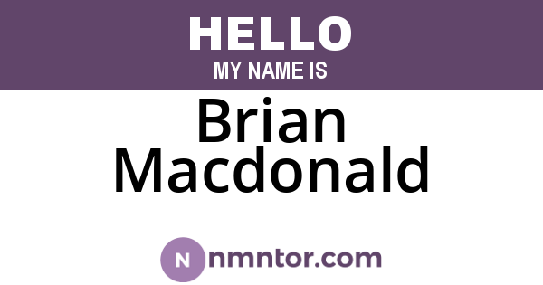 Brian Macdonald