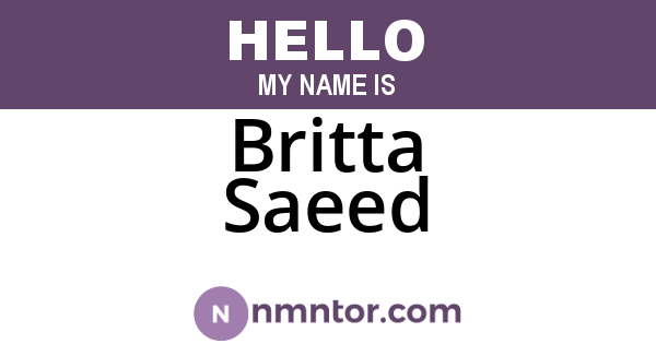 Britta Saeed