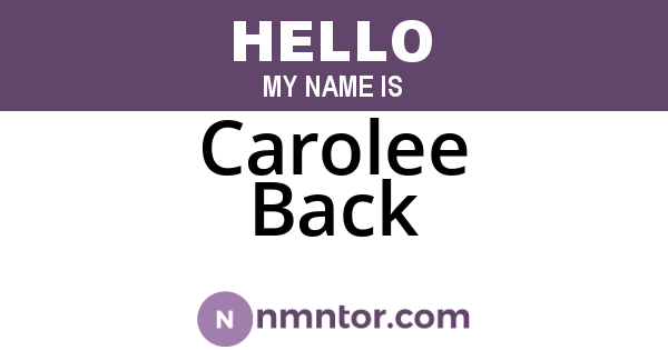 Carolee Back