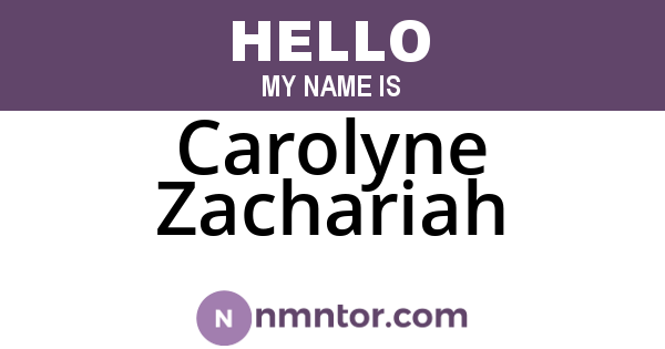 Carolyne Zachariah