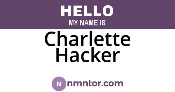 Charlette Hacker