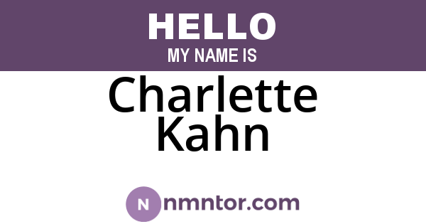 Charlette Kahn