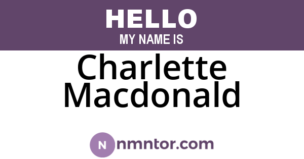 Charlette Macdonald