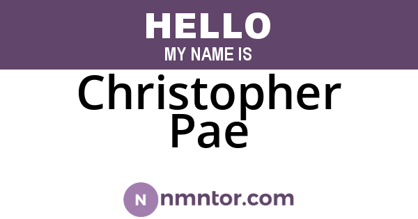 Christopher Pae