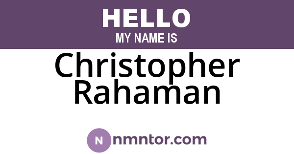 Christopher Rahaman