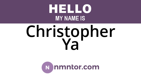 Christopher Ya