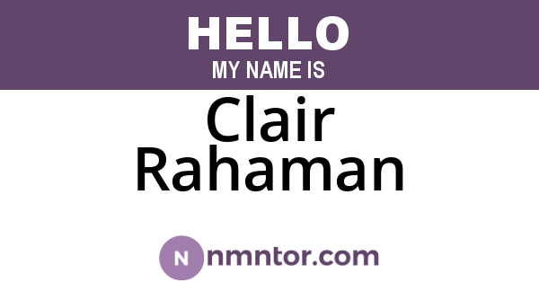 Clair Rahaman