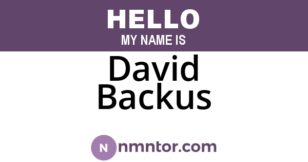 David Backus