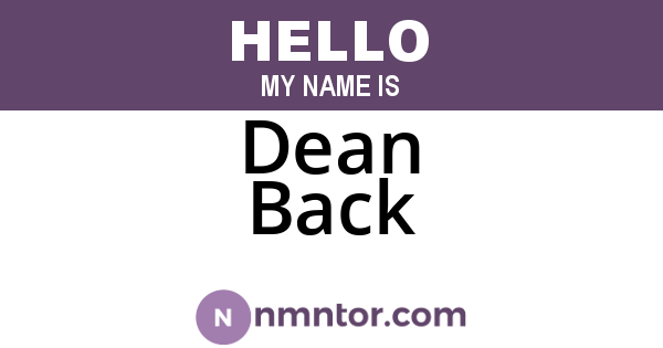 Dean Back
