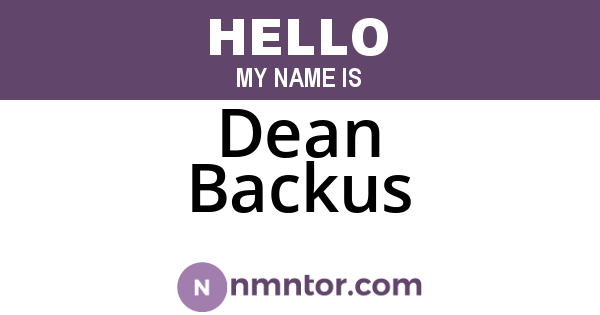 Dean Backus