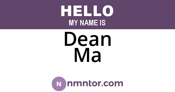 Dean Ma