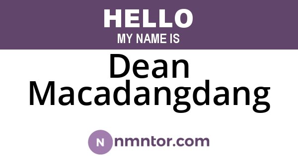 Dean Macadangdang