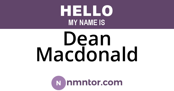 Dean Macdonald