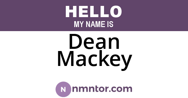 Dean Mackey