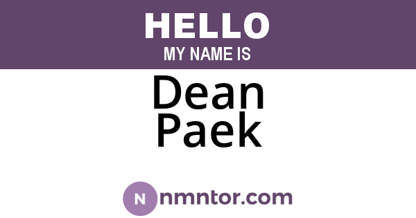 Dean Paek