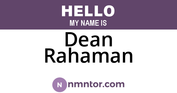 Dean Rahaman