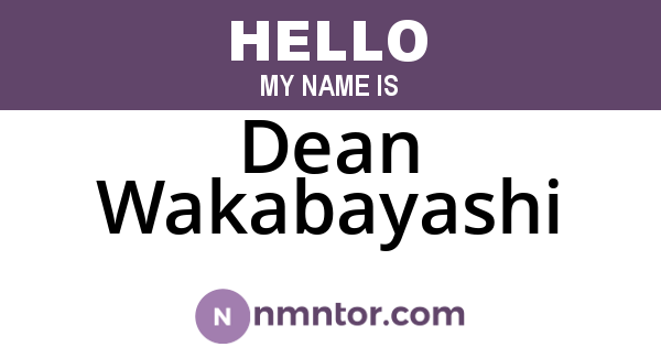 Dean Wakabayashi