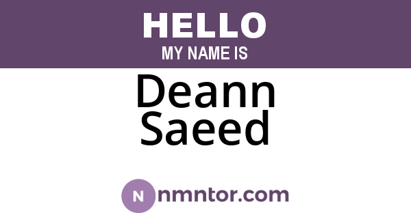 Deann Saeed