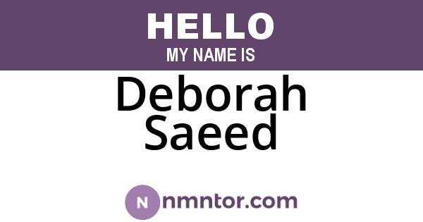 Deborah Saeed