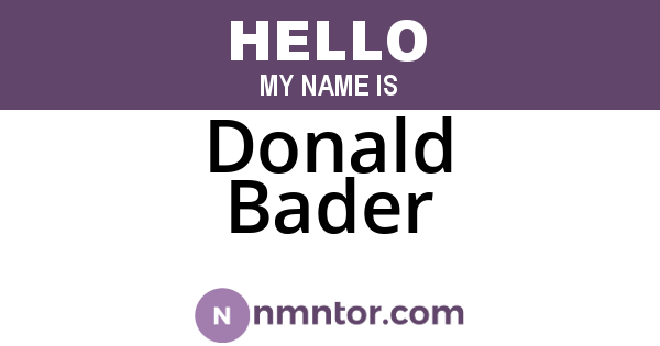 Donald Bader
