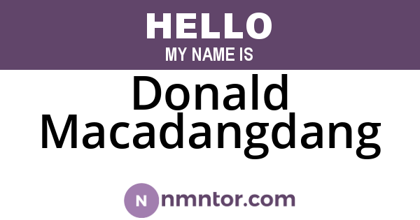Donald Macadangdang