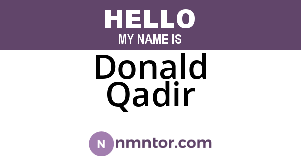 Donald Qadir