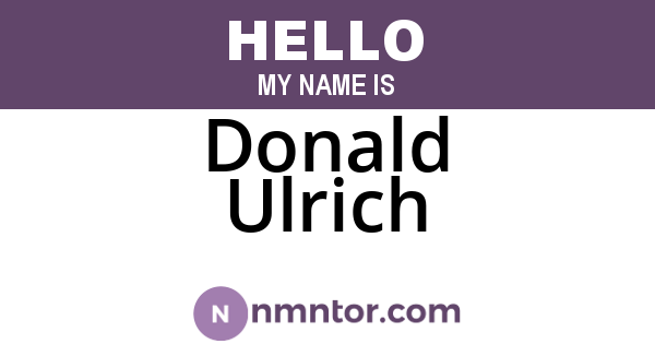 Donald Ulrich