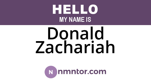 Donald Zachariah