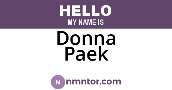 Donna Paek