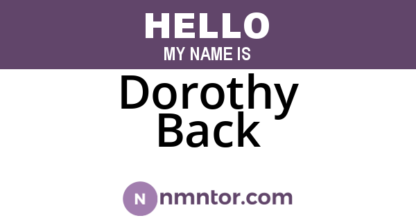 Dorothy Back