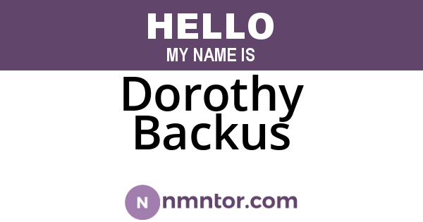 Dorothy Backus