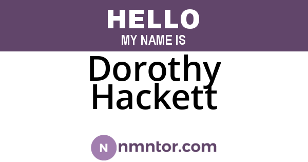 Dorothy Hackett